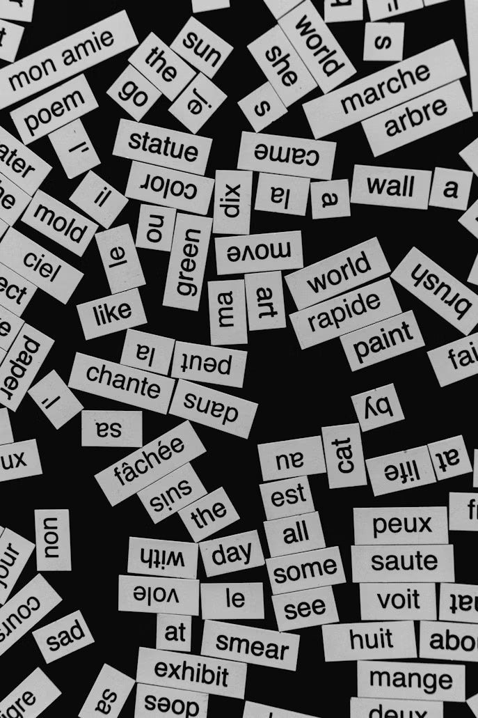 Word magnets in French and English